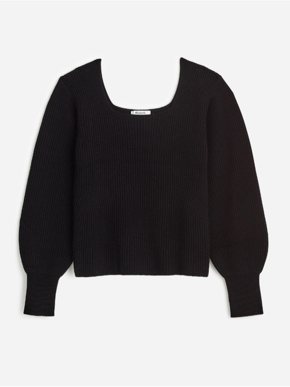 Madewell Black Square Neck Balloon Sweater -